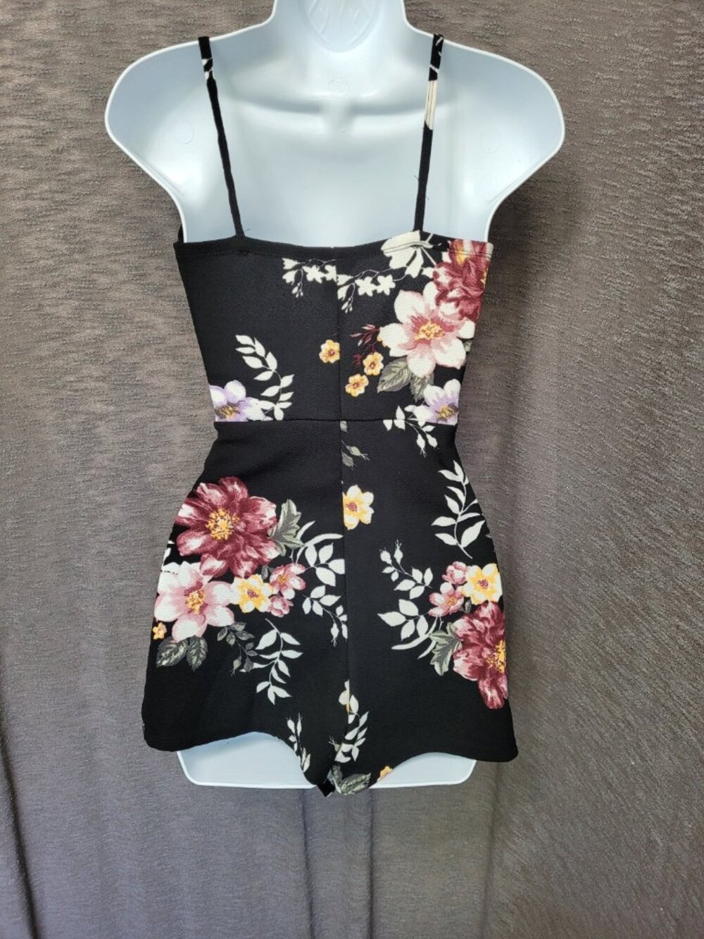 Womens Y2K Babydoll Asymmetric Fairy Grunge Romper Size S Black Floral Artsy - Picture 14 of 14